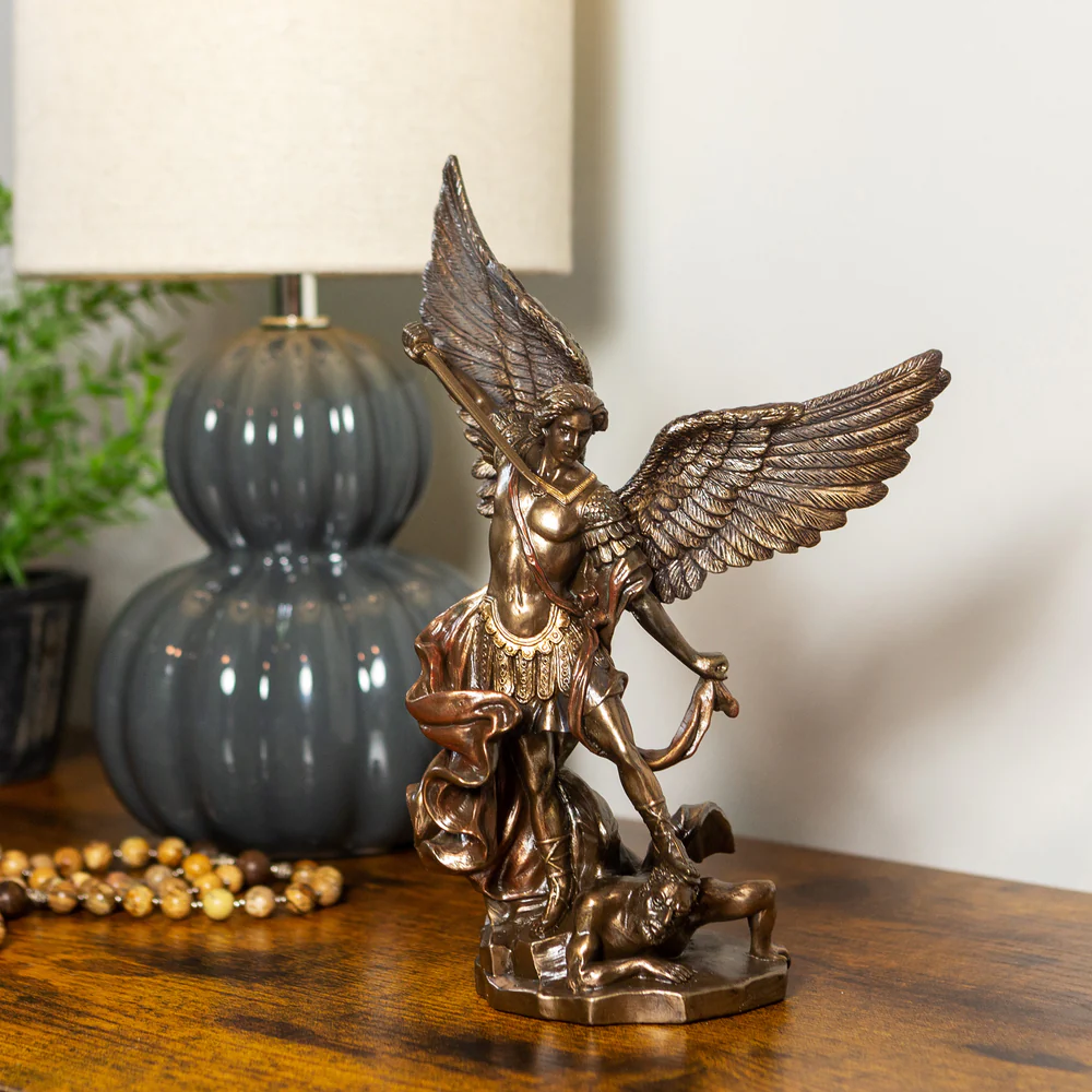 Tượng Thánh Michael bằng đồng, cao 8 inch
