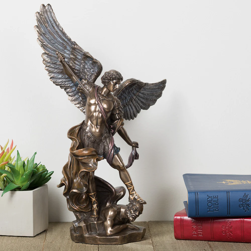 Tượng Thánh Michael bằng đồng, cao 14 inch